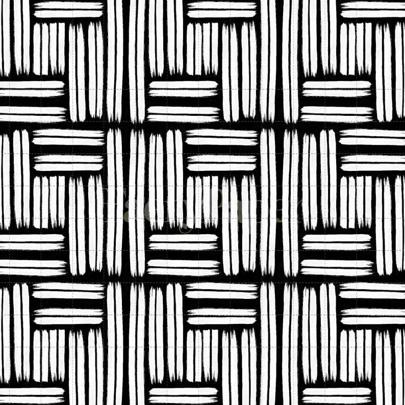 Nahtloses Streifenmuster mit schwarz-weißen Pinselstrichen (3-in-1-Muster, digitaler Download) Bild 2
