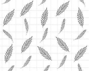 Botanical Leaves Digital Paper, Hand Drawn Line Art Scrapbook (3in Sample, Digital Download)
