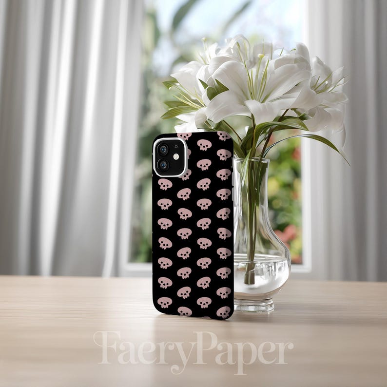 Pastel Goth Pink Skull Digital Paper, Seamless Floral Pattern (3in Sample, Digital Download) image 9