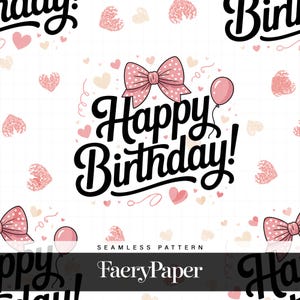 Happy Birthday Seamless Pattern Digital Download - Confetti Balloon Celebration Print, Party Fabric Design