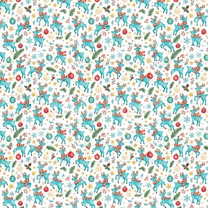 Reindeer Digital Paper, Christmas Watercolor Scrapbook Paper, Cute Deer Digital Paper Pack, Holiday, Seamless Pattern (3in Sample) image 2