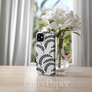 Black White Botanical Digital Pack, Minimalist Foliage Scrapbook Paper (3in Sample, Digital Download) image 9