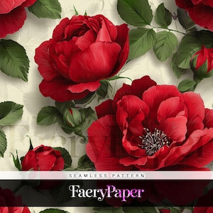 Red Rose Seamless Pattern – PNG Digital Download for Crafters, Fabric & POD