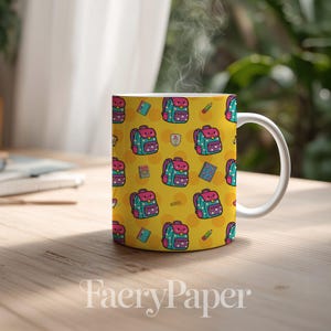 Kawaii Backpack Seamless Pattern, Playful School Bag Digital Paper (12" x 12" @ 300 DPI) (3in Sample) image 7