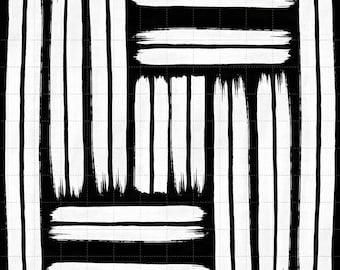 Black White Brushstroke Stripe Seamless Pattern (3in Sample, Digital Download)