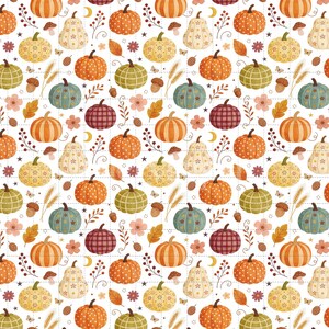 Harvest Pumpkins Digital Paper Pack, Boho Cottagecore Floral Autumn Scrapbook Backgrounds (3in Sample, Digital Download) image 2