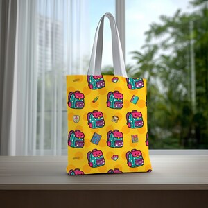 Kawaii Backpack Seamless Pattern, Playful School Bag Digital Paper (12" x 12" @ 300 DPI) (3in Sample) image 4