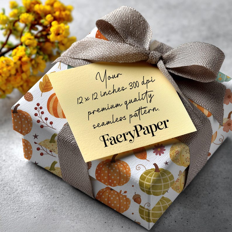 Harvest Pumpkins Digital Paper Pack, Boho Cottagecore Floral Autumn Scrapbook Backgrounds (3in Sample, Digital Download) image 10