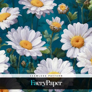 Daisy Floral Seamless Pattern – PNG Digital Download for Crafters, Fabric & POD