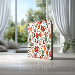 Christmas Digital Paper, Poinsettia Ornament Digital Paper Pack, Watercolor Holiday Scrapbook Paper, Seamless Pattern (3in Sample) image 7