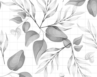 Misty Eucalyptus Watercolor Digital Paper, Botanical Scrapbook Pack (Seamless Pattern) (3in Sample)