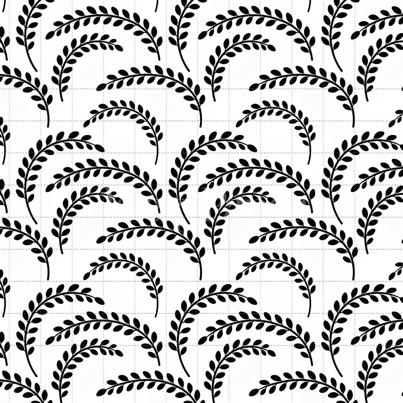 Black White Botanical Digital Pack, Minimalist Foliage Scrapbook Paper (3in Sample, Digital Download) image 2