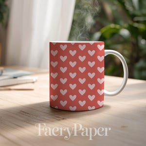 Pink Hearts Digital Paper, Valentine Seamless Pattern (3in Sample, Digital Download) image 7