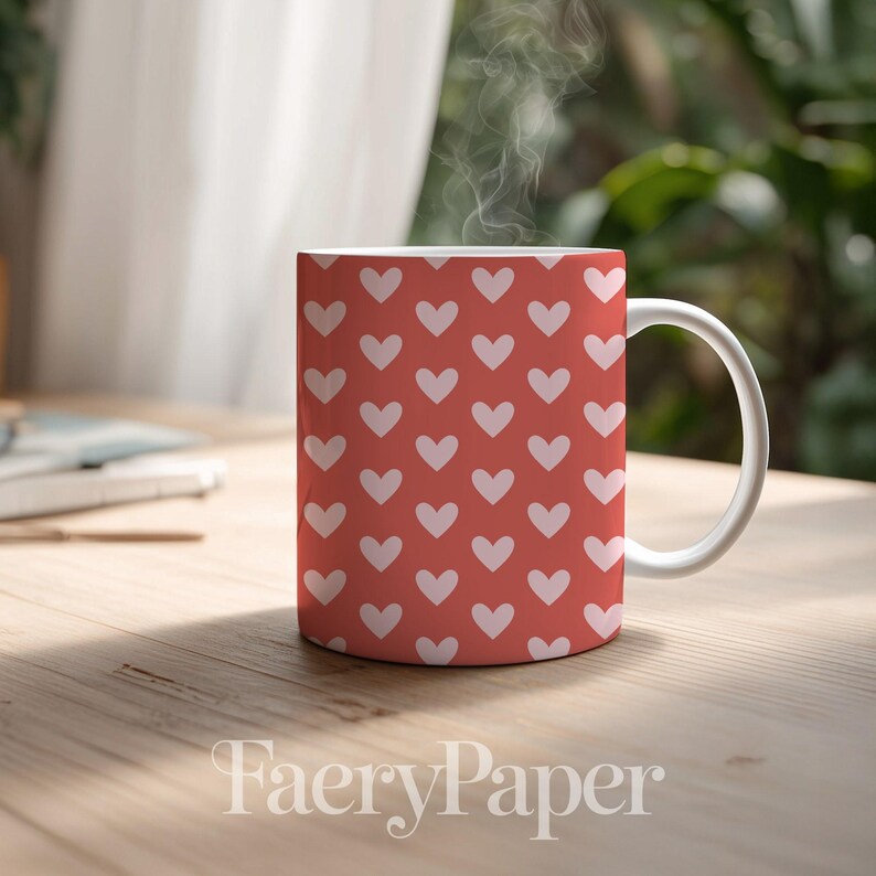 Pink Hearts Digital Paper, Valentine Seamless Pattern (3in Sample, Digital Download) image 7