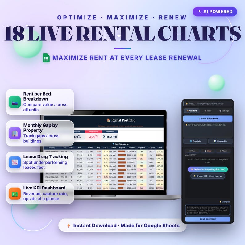 Rent Increase Tracker Google Sheets Template — Optimize Rental Revenue image 1
