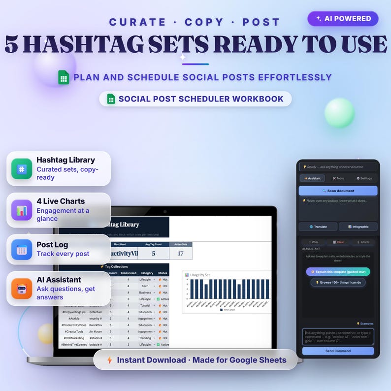 Social Media Planner Google Sheets Template — Schedule & Score Posts with AI image 6