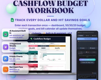 Cashflow Budget Google Sheets Template — Auto Dashboard & Savings Goals