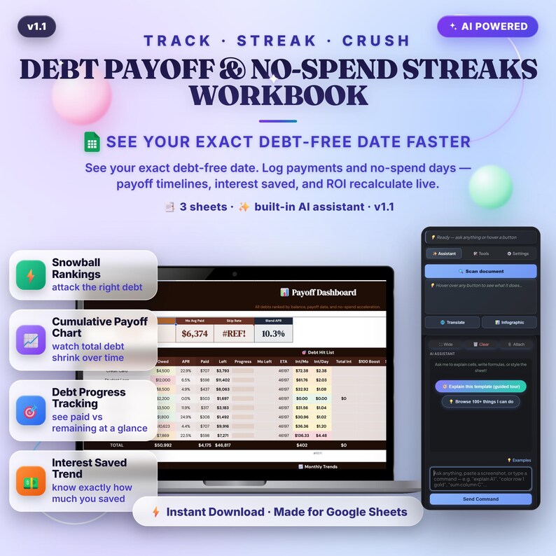 Debt Payoff Tracker Google Sheets Template — See Your Exact Debt-Free Date image 1