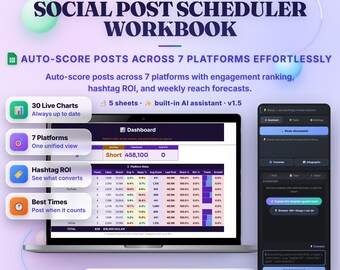 Social Media Planner Google Sheets Template | Post Scheduler with AI Assistant