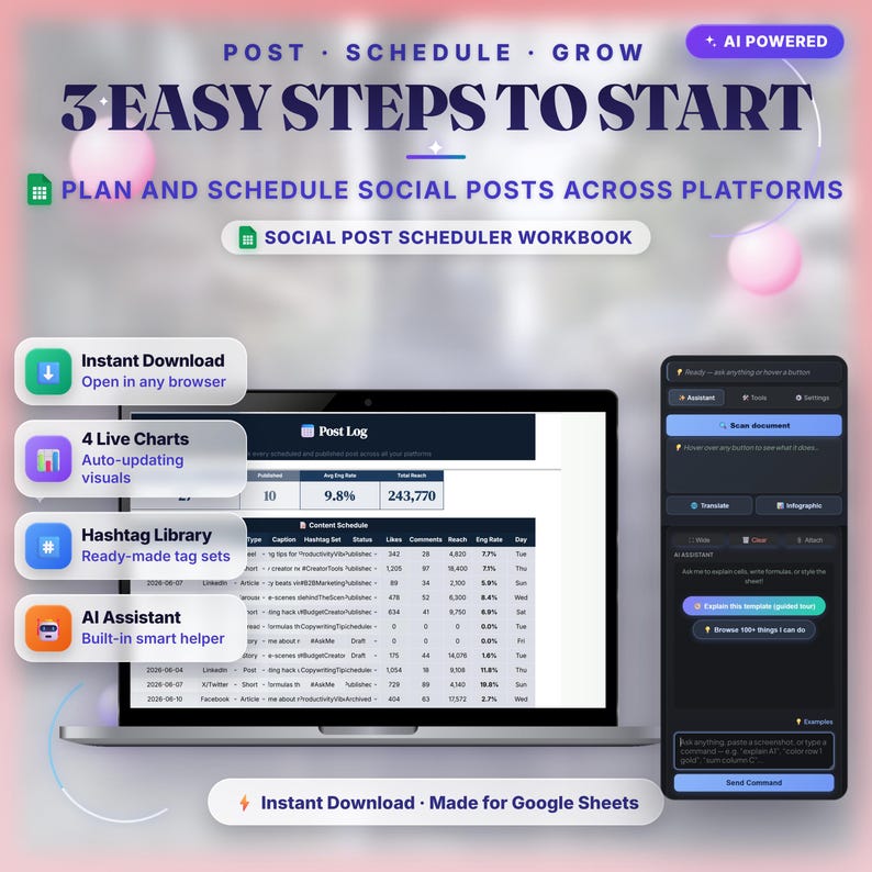 Social Media Planner Google Sheets Template — Schedule & Score Posts with AI image 7