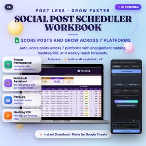 Social Media Planner Google Sheets Template — Schedule & Score Posts with AI image 1