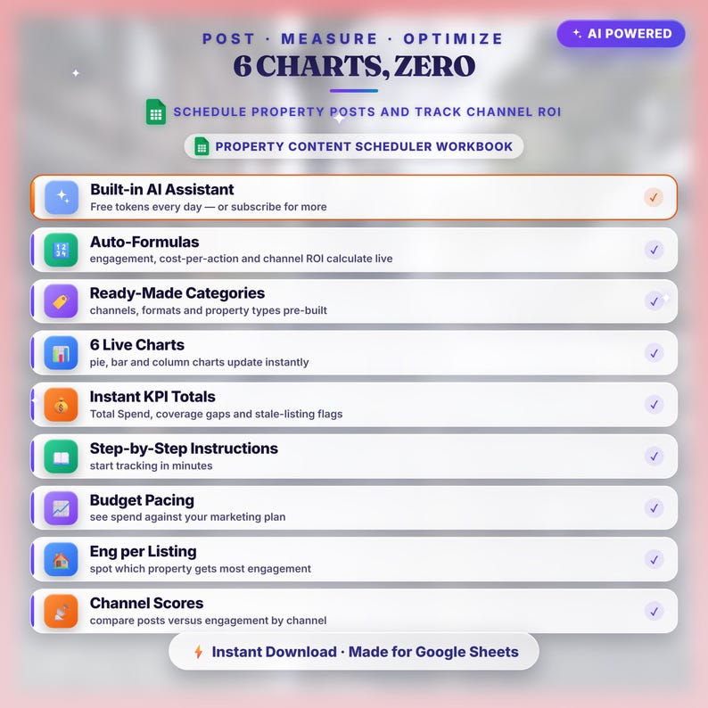 Immo-Planer | Inhalt Planer Google Sheets Vorlage mit AI Assistent Bild 3