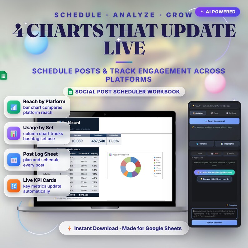 Social Media Planner Google Sheets Template — Schedule & Score Posts with AI image 5
