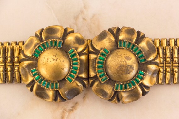 Rare H. Ponerantz Signed Gold and Emerald 1920's … - image 3