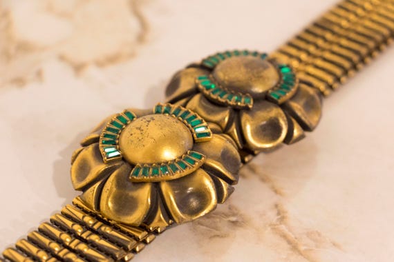 Rare H. Ponerantz Signed Gold and Emerald 1920's … - image 1