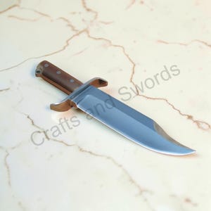 Cuchillo de hoja fija estilo Bowie hecho a mano con funda de cuero, cuchillo de caza de acero forjado a medida, regalo de coleccionista, cuchillo de exhibición rústico