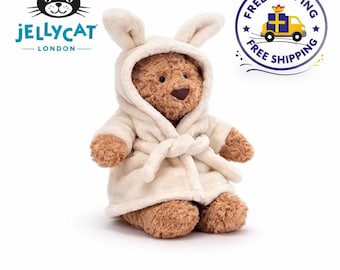 Jellycat Bartholomew Bear Bathrobe Plush Doll Dust Bag New with Tags.