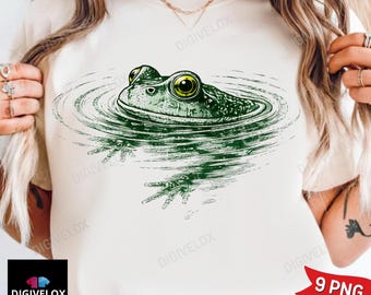 Frog Swimming T-Shirt PNG, Funny Animal Graphic Tee png, Frog Lover Gift png ORIGINAL (Digital Download)