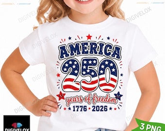 United States of America 250th Anniversary Kids Shirt PNG,250th Anniversary png, Patriotic Flag 4th of July, 250 Years of Independence png