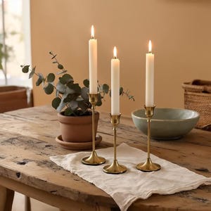 Vintage Candle Holders Set of 3 | Elegant Metal Table Centerpiece Home Decor
