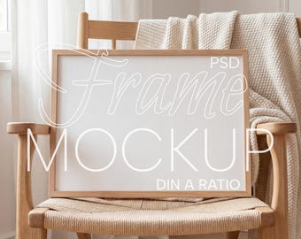 Horizontal Frame Mockup DIN A ratio | Frame Wall Art Mockup PSD | Interior Frame Mockup | Digital Prints and Poster Shop Mockup