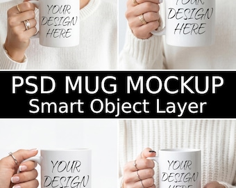 Mug Mockup Bundle, 7 Blank 11 oz Coffee Mug Mockups, Psd Mug Mockup, PSD Smart Object Layers, Complete Listing Bundle INSTANT DOWNLOAD