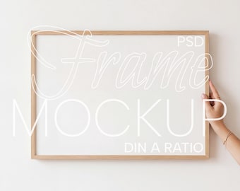 Landscape Frame Mockup DIN A ratio | Horizontal Frame Wall Art Mockup PSD | Digital Prints and Poster Mockup Digital Download
