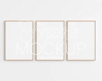 3 Vertical Frame Mockup DIN A ratio | Frame Wall Art Mockup PSD | Thin Wood Mockup Frame | Print Frame Mockup | Three Wall Art Mockup