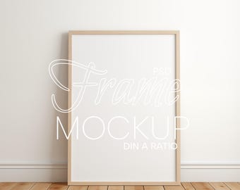 Vertical DIN A Frame Mockup, Modern wood mockup, Wooden mockup frame, Wood mock up, digital frame mockup, Wall Art Wood frame