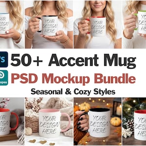 Pack de plus de 50 maquettes PSD de tasses à anse de 325 ml (11 oz), maquette de tasse à anse noire, maquette de tasse à anse jaune, maquette de tasse à anse bleue (11 oz) avec calques d'objets dynamiques PSD