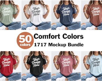 50 Colors Comfort Colors 1717 Mockup Bundle, C1717 TShirt Mockup Bundle, 1717 Comfort Colors Bundle, POD Template, Instant Download