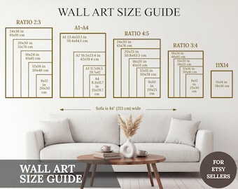Wall Art Size Guide, Frame Size Guide, Poster Size Chart, Comparison Chart, Frame Size Guide, Wall Display Guide, Vertical Art Size Guide