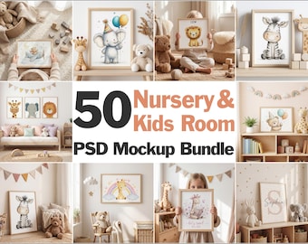 50 Kids Room Frame Mockup Bundle | 50 Nursery Wall Art Mockup Psd | PSD Frame Mockup Bundle | PSD Frames Bundle Digital Download