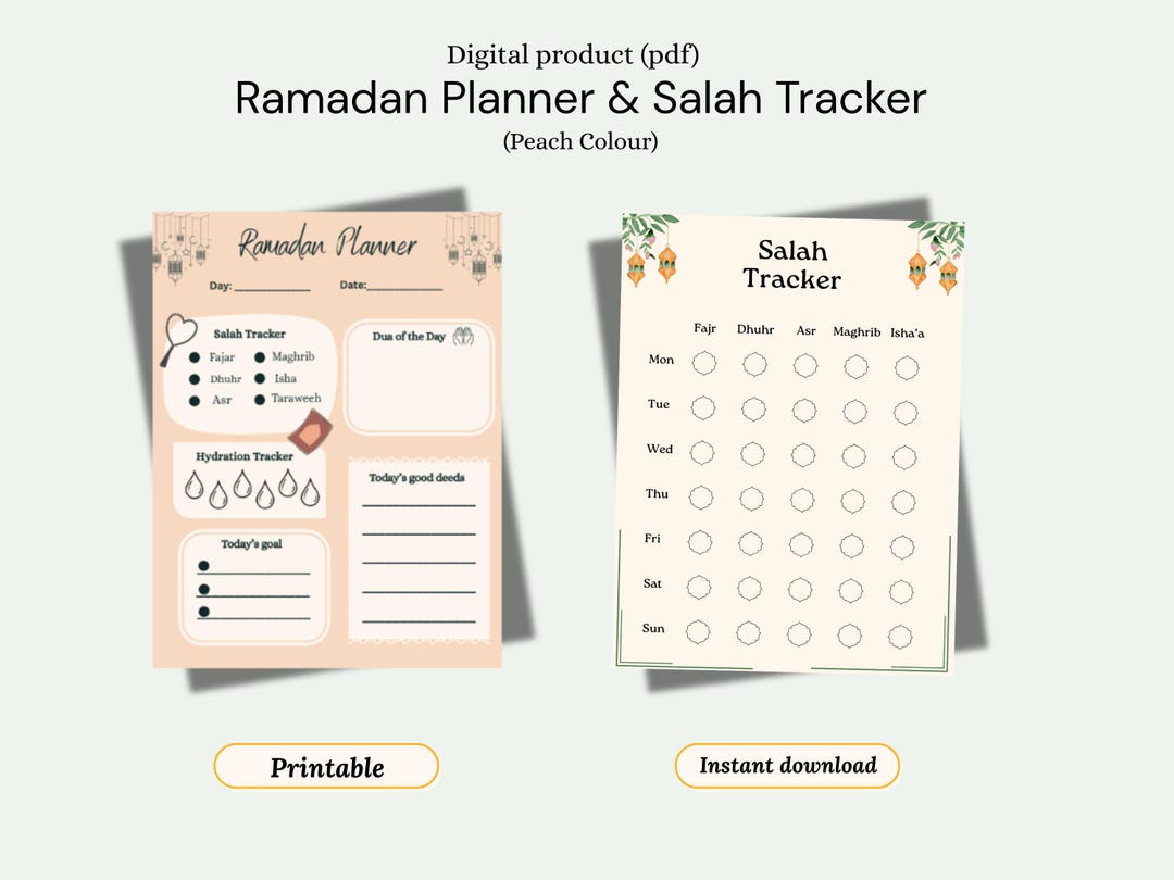 Ramadan Planner & Salah Tracker Printable – Peach Color Version ...