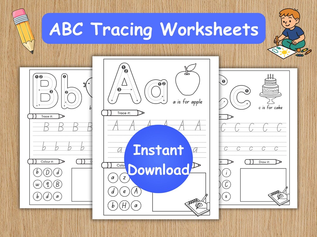 Alphabet Tracing Worksheets, ABC Letter Practice, Printable Kids ...
