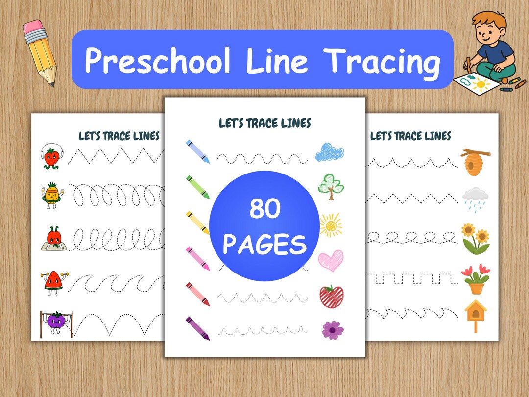 Preschool Line Tracing Worksheets Bundle, Bold Easy Pages for Kids ...