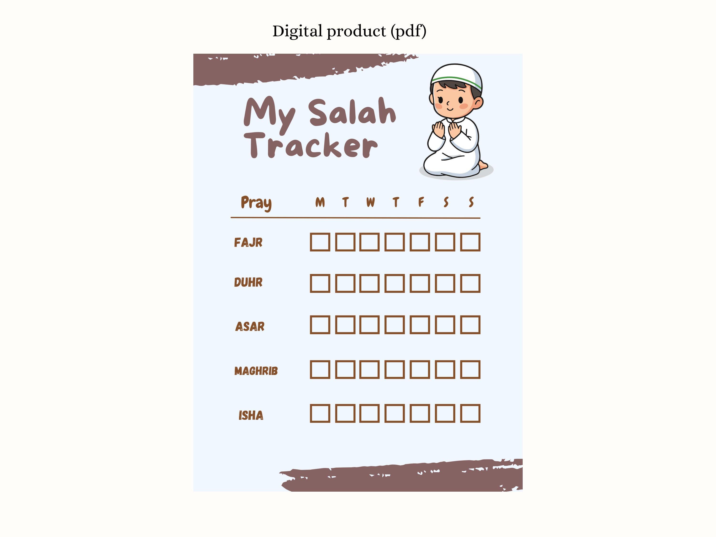 Kids Salah Tracker Printable Bundle, Islamic Prayer Chart (digital ...