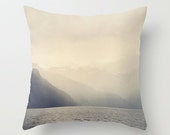 Lake Mountain Ombre Accent Pillow Cover in Ombre Cream to Gray Monochromatic Decor, Photo Cushion Cover - 2 sizes available
