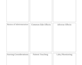 Nursing Drug Card Printable | Pharmacology Study Template | Printable PDF
