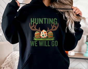 Funny Hunting Easter Hoodie, Deer Antlers Eggs Sweatshirt, Outdoor Lover Gift